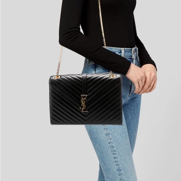 YSL Large Monogram Matelasse Envelope Bag - Saint Laurent - Picture 12 of 12